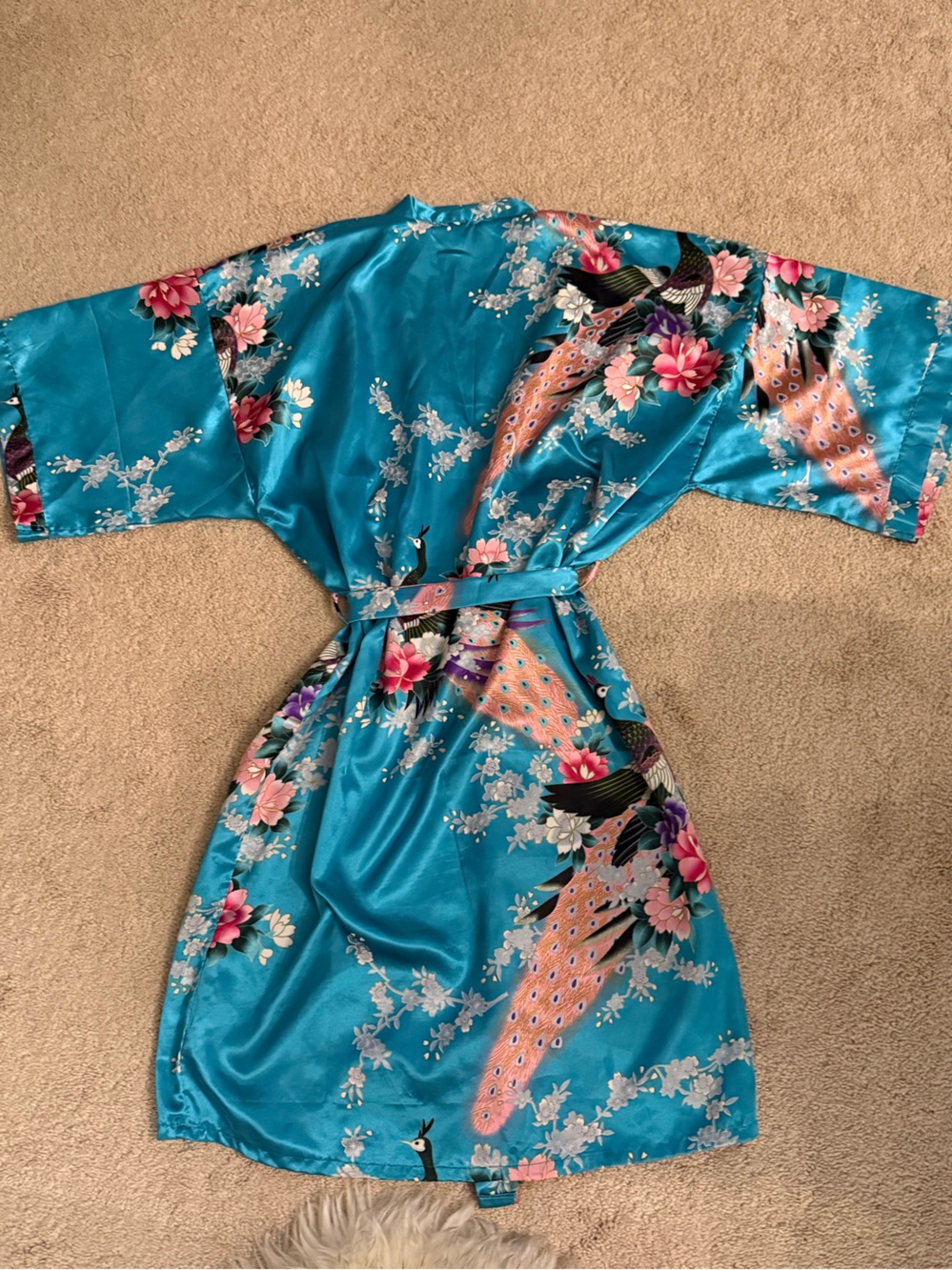 Handmade silk peacock  robe